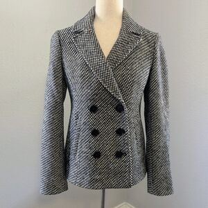 Ann Taylor LOFT Herringbone Wool Blend Peacoat Double Breasted Short Jacket XS